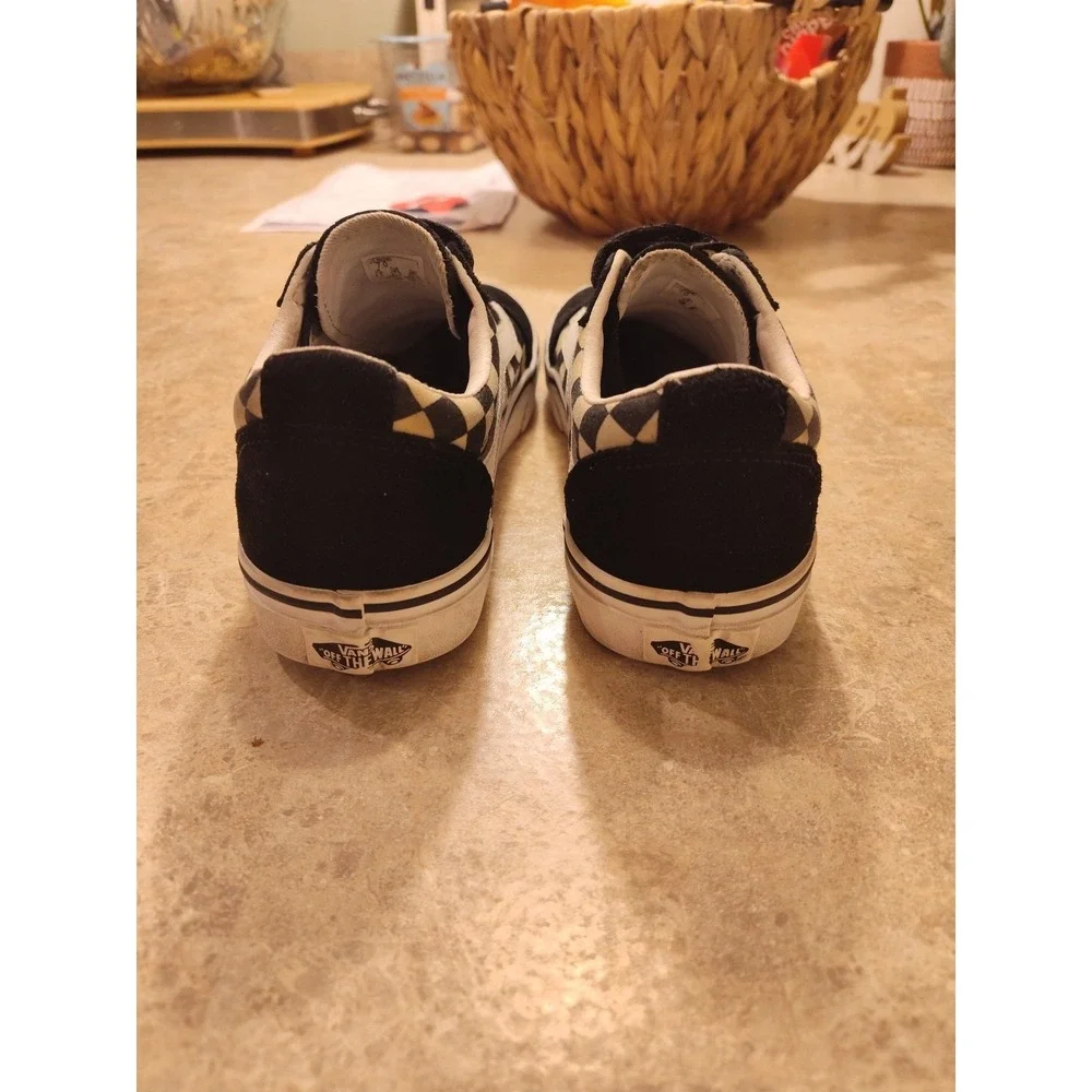 Vans Women's Off the Wall Black Cream Checkerboard Lace Up Canvas Shoes -Size 7